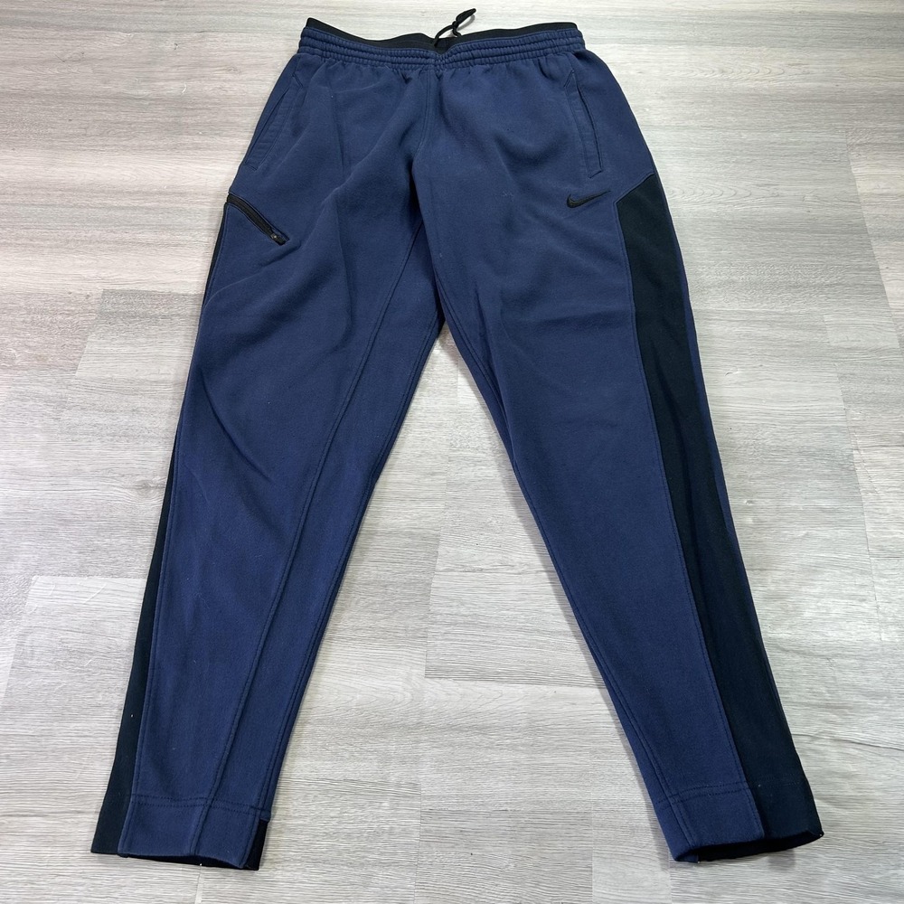 Nike Sweatpants Mens Medium Blue Fleece Jogger Zip Pocket Colorblock 930565-419